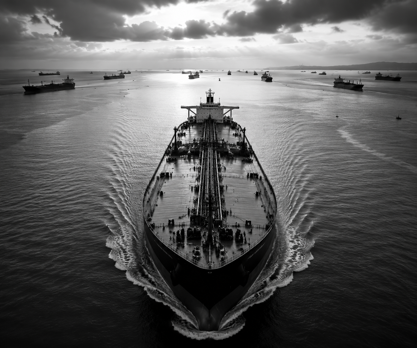 Oil tanker sailing through an international shipping lane